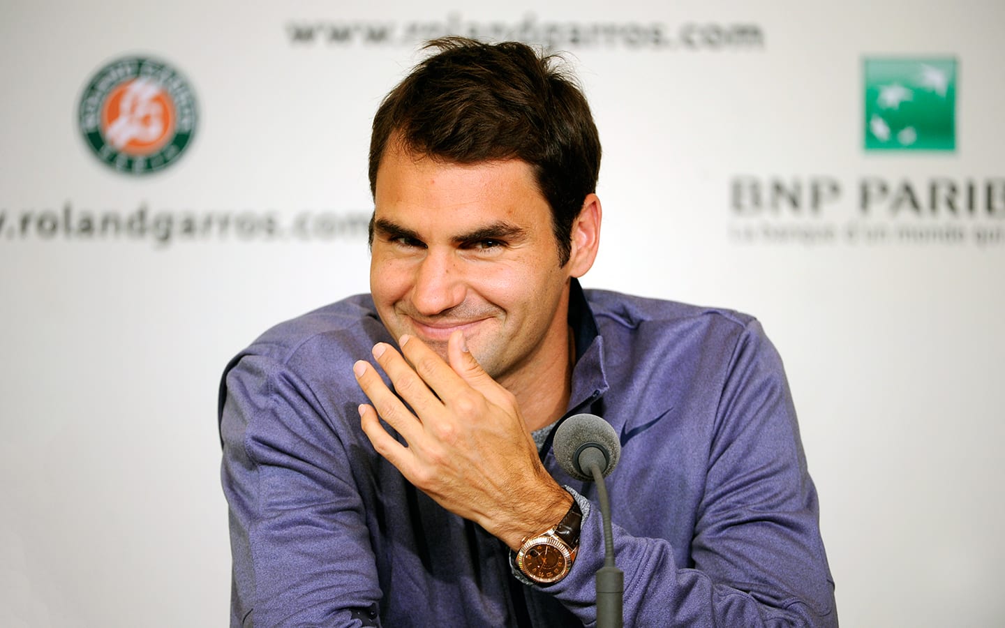 Roger Federer wearing Rolex Skydweller 