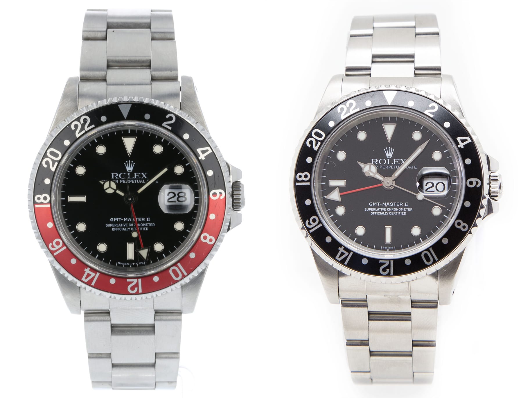 Two versions of the Rolex GMT Master II ref 16710.