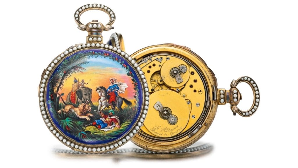 A gilt and enamel watch from Louis Audemars, Brassus & Geneva ca. 1860.