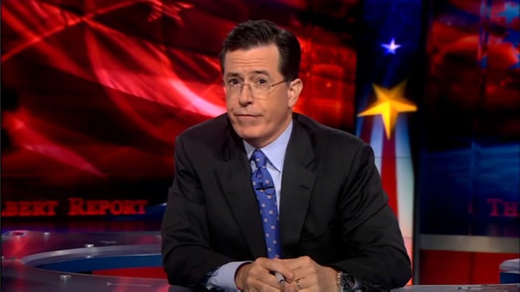 Stephen Colbert with a TAG Heuer watch on 'The Colbert Report.'