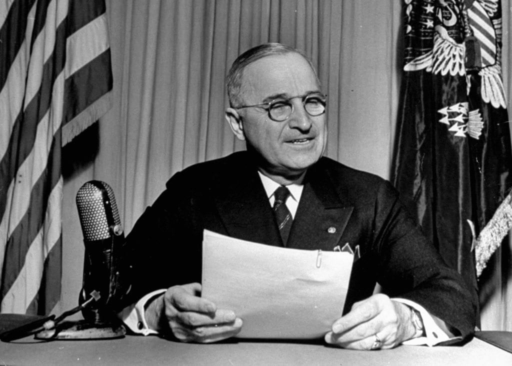 Harry Truman wearing his Vulcain Cricket.