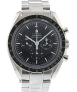 An image of an OMEGA Speedmaster with a black dial 