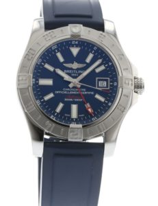 a silver and blue breitling GMT Master II for gameday 