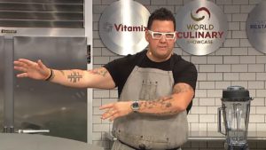 An Image of Graham Elliot, chef, in a kitchen 