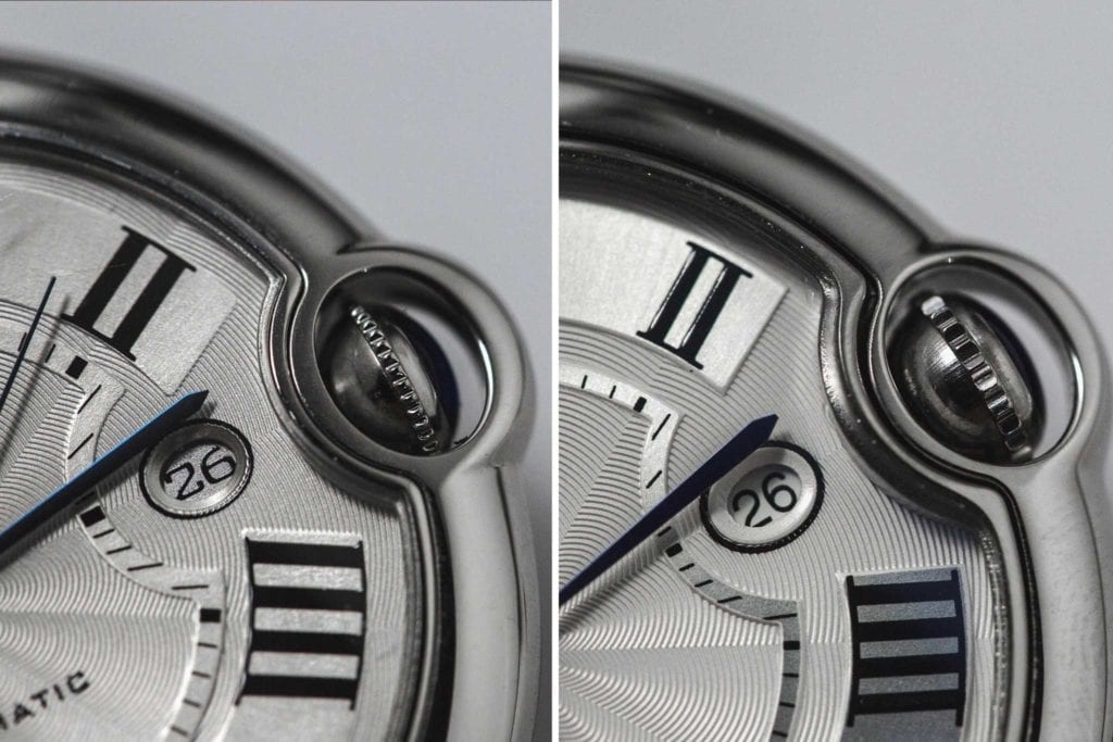 A side-by-side image of the Ballon Bleu crowns