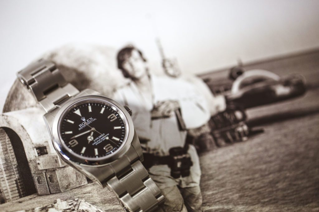 An image of Luke Skywalker with a Rolex Explorer on top of it 