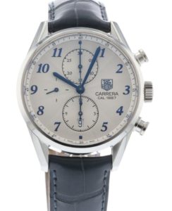 Bonus Season: An image of a Tag Heuer Carrera with a white dial and blue hands 