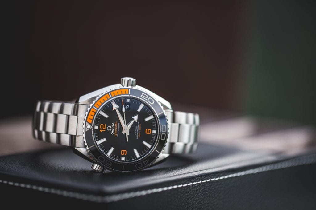 An OMEGA Seamaster Planet Ocean with Broad Arrow hands