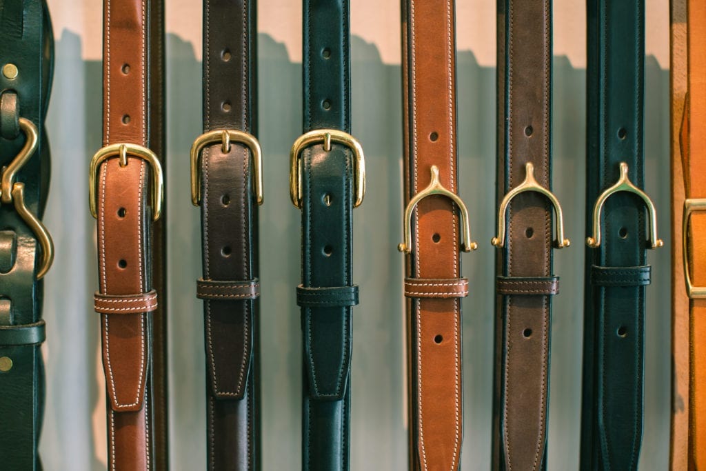 A collection of belts 