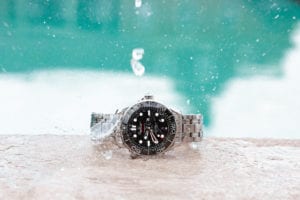 OMEGA Seamaster 300m Co-Axial getting splashed with water